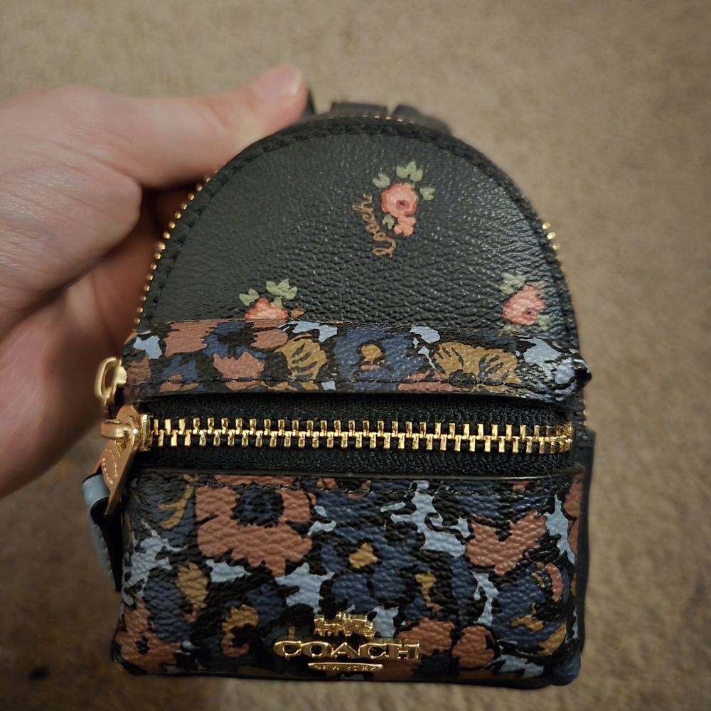 Coach Floral Mini Backpack Keychain